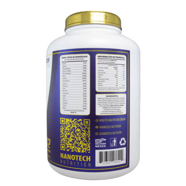 NANO WHEY GOLD 6lb 92 Servicios - Sabor Fresa - Imagen 2