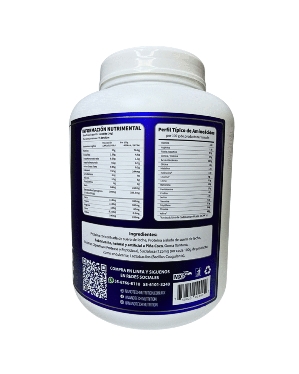NANO WHEY 5lb 75 Servicios – Sabor Piña Coco - Imagen 2